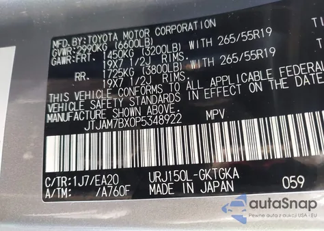 2023 Lexus Gx 460 Premium z USA, uszkodzony, nr VIN JTJAM7BX0P5348922